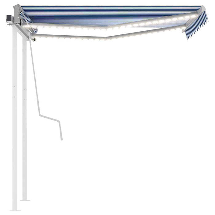 Copertină retractabilă manual cu LED, albastru & alb 3,5x2,5 m WALTI