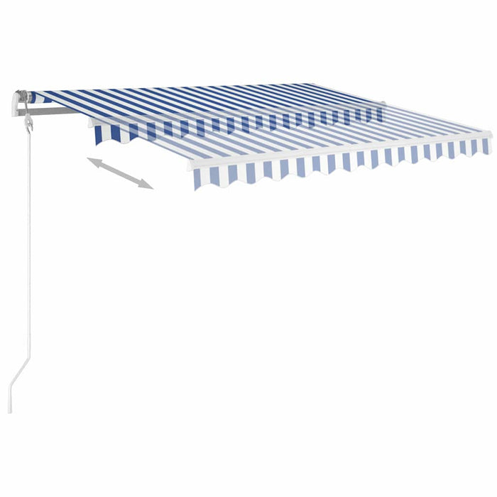 Copertină retractabilă manual cu LED, albastru & alb 3,5x2,5 m WALTI