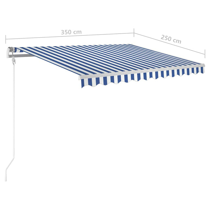 Copertină retractabilă manual cu LED, albastru & alb 3,5x2,5 m WALTI