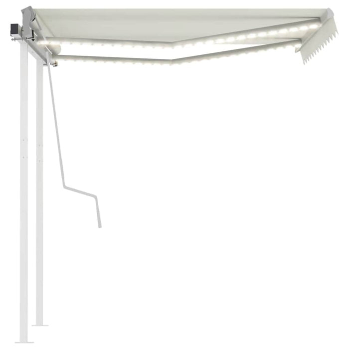 Copertină retractabilă manual cu LED, crem, 3,5x2,5 m WALTI