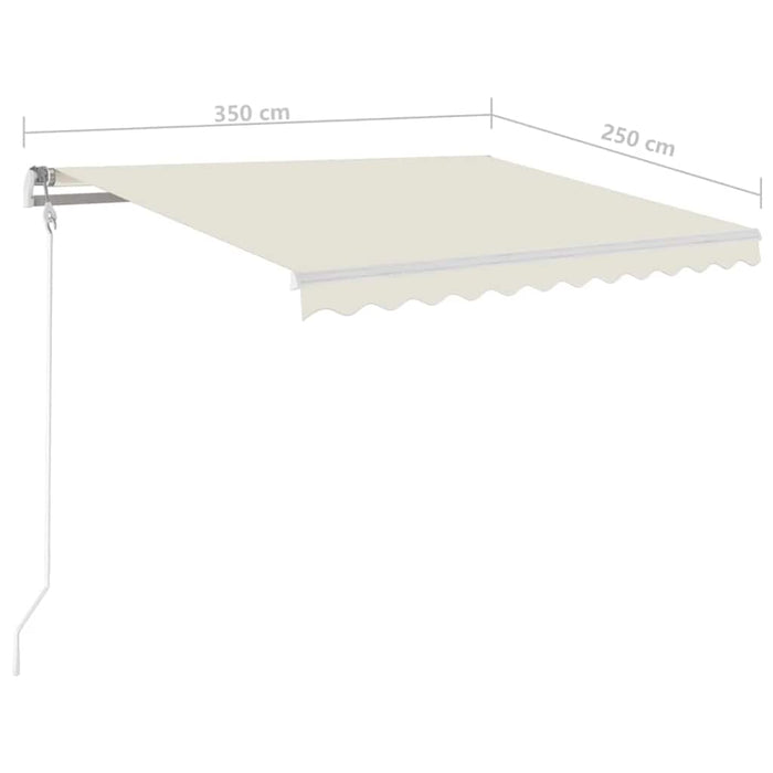 Copertină retractabilă manual cu LED, crem, 3,5x2,5 m WALTI