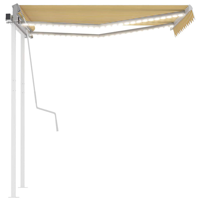 Copertină retractabilă manual cu LED, galben/alb, 3,5x2,5 m WALTI