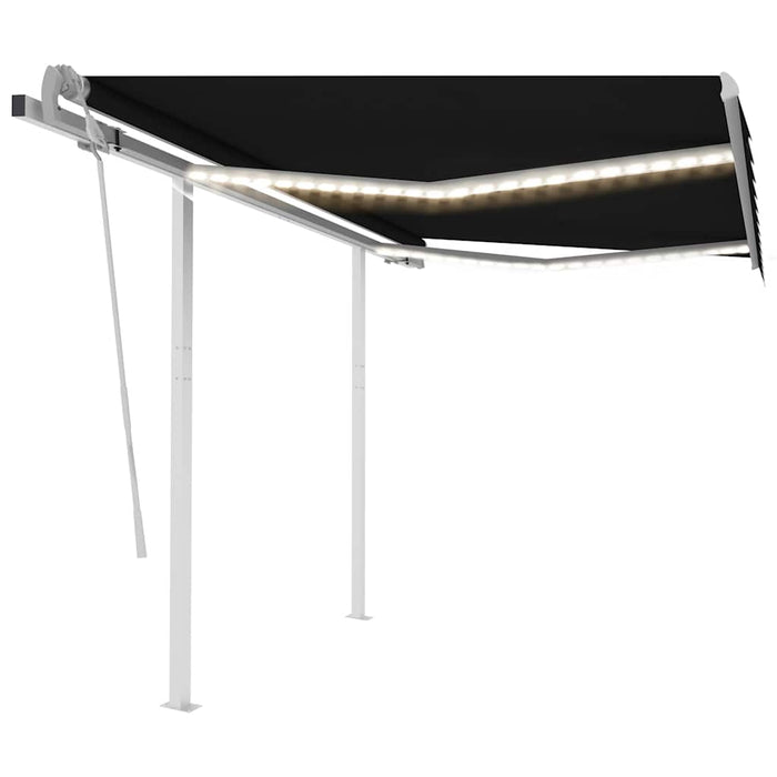 Copertină retractabilă manual cu LED, antracit, 3,5x2,5 m WALTI
