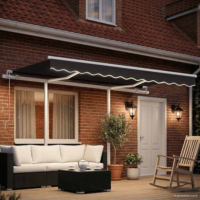 Copertină retractabilă manual cu LED, antracit, 3,5x2,5 m WALTI
