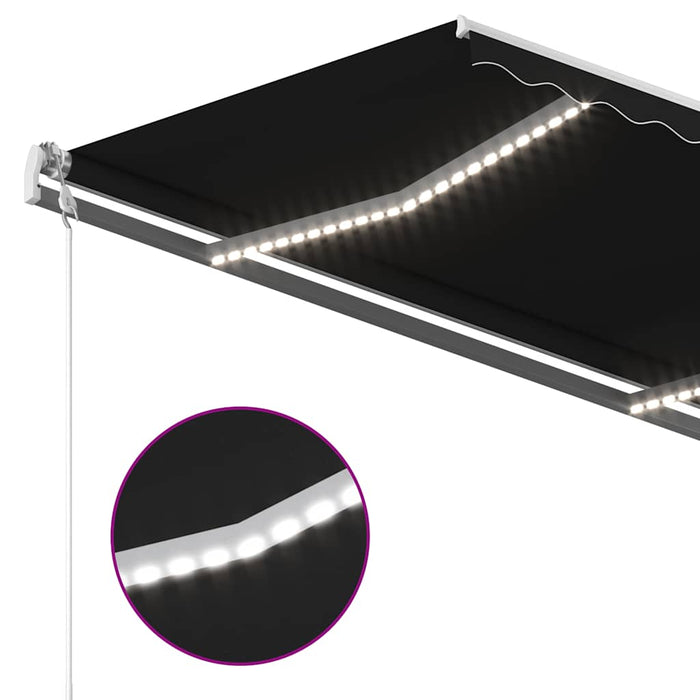 Copertină retractabilă manual cu LED, antracit, 3,5x2,5 m WALTI