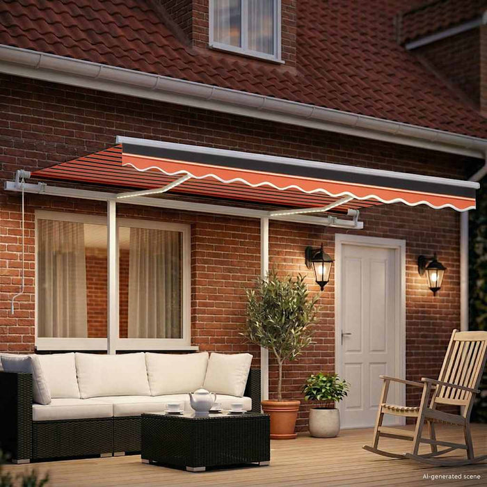 Copertină retractabilă manual cu LED, portocaliu&maro 3,5x2,5 m WALTI