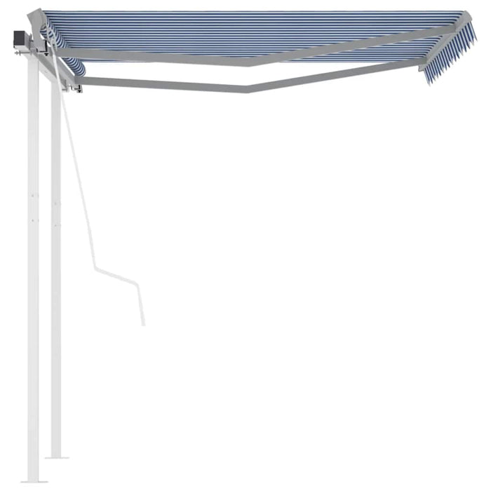 Copertină retractabilă automat cu stâlpi albastru/alb 3,5x2,5 m WALTI