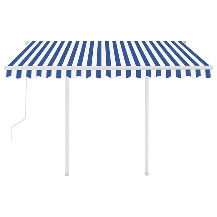 Copertină retractabilă automat cu stâlpi albastru/alb 3,5x2,5 m WALTI