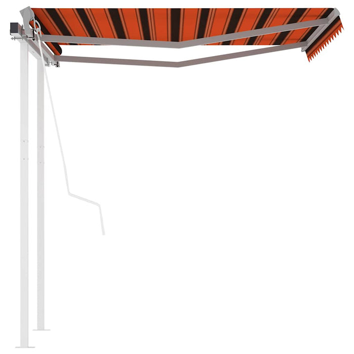 Copertină retractabilă automat stâlpi portocaliu/maro 3,5x2,5 m WALTI