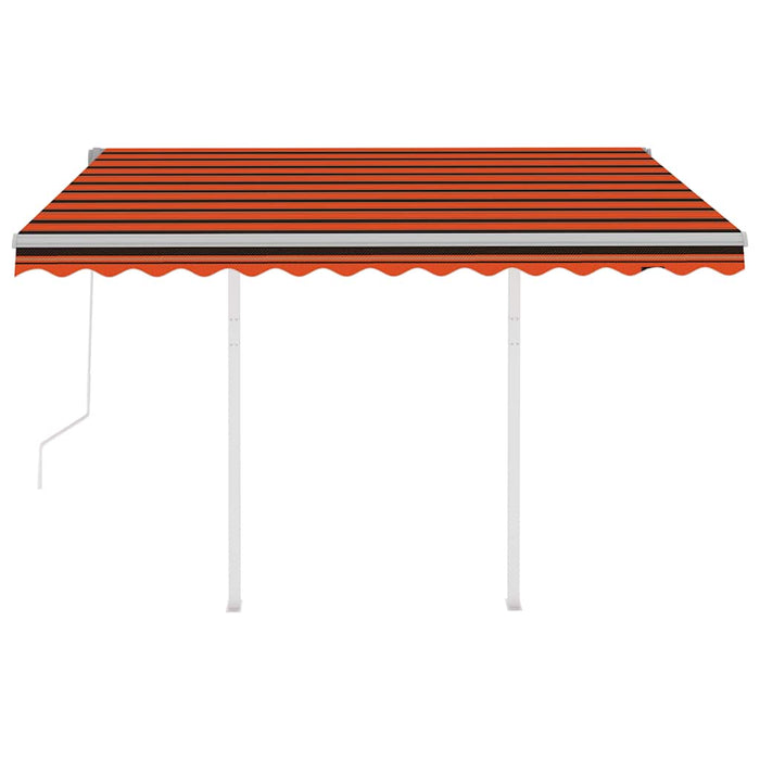 Copertină retractabilă automat stâlpi portocaliu/maro 3,5x2,5 m WALTI