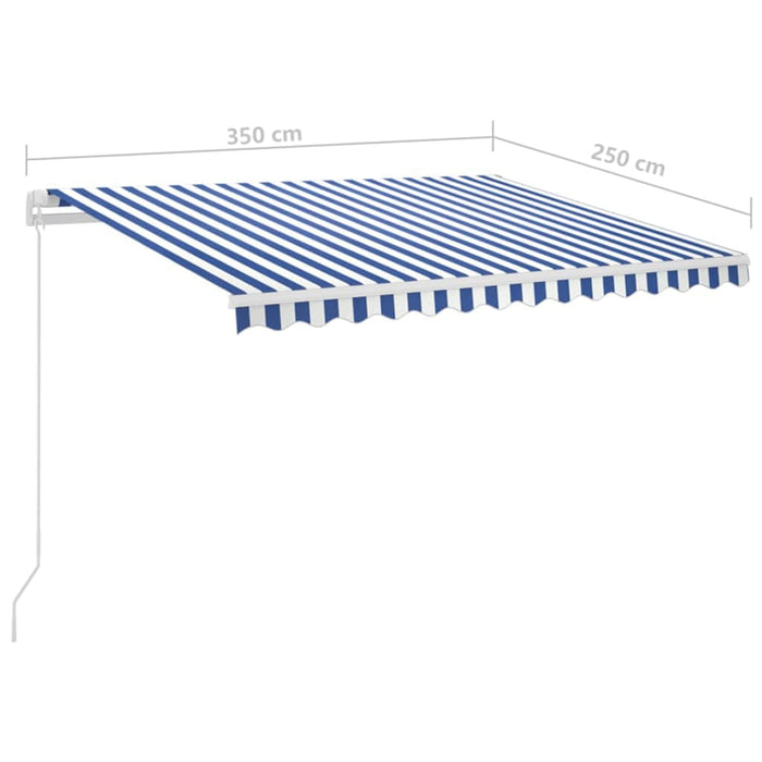 Copertină automată cu senzor vânt & LED albastru/alb 3,5x2,5 m WALTI