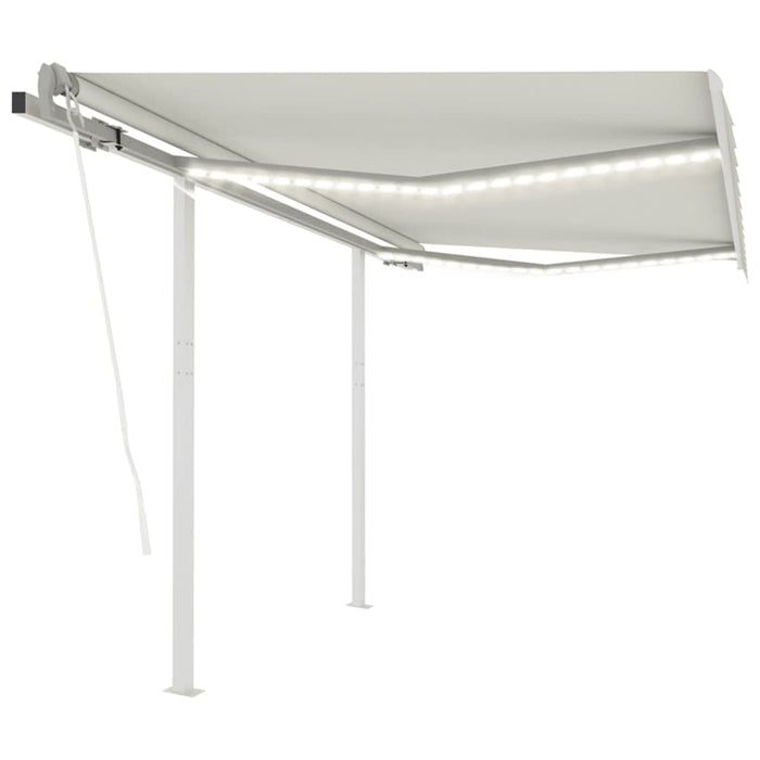 Copertină automată cu senzor vânt & LED, crem, 3,5x2,5 m WALTI