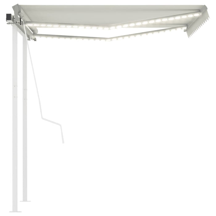 Copertină automată cu senzor vânt & LED, crem, 3,5x2,5 m WALTI