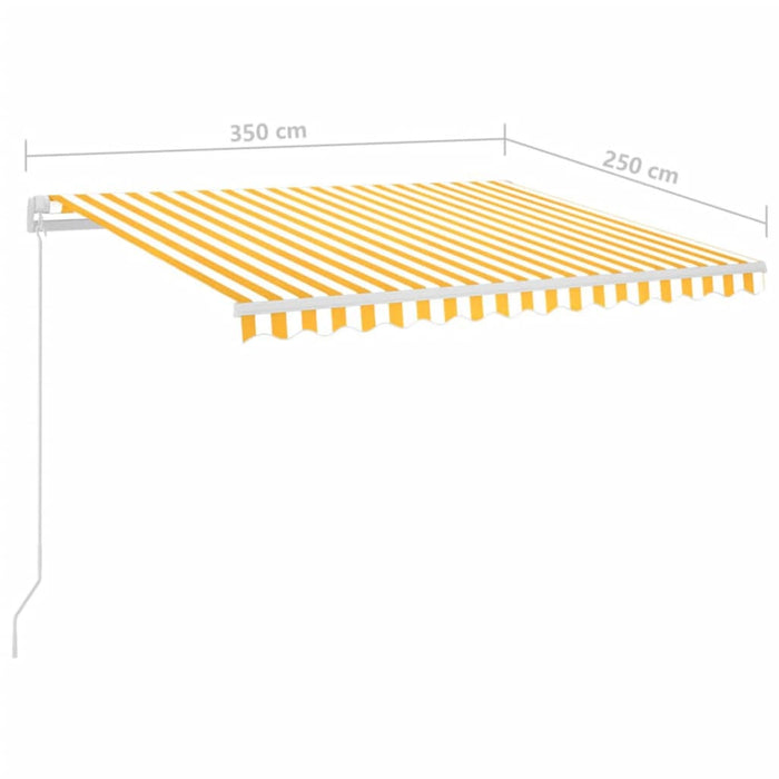 Copertină automată cu senzor vânt & LED, galben/alb, 3,5x2,5 m WALTI