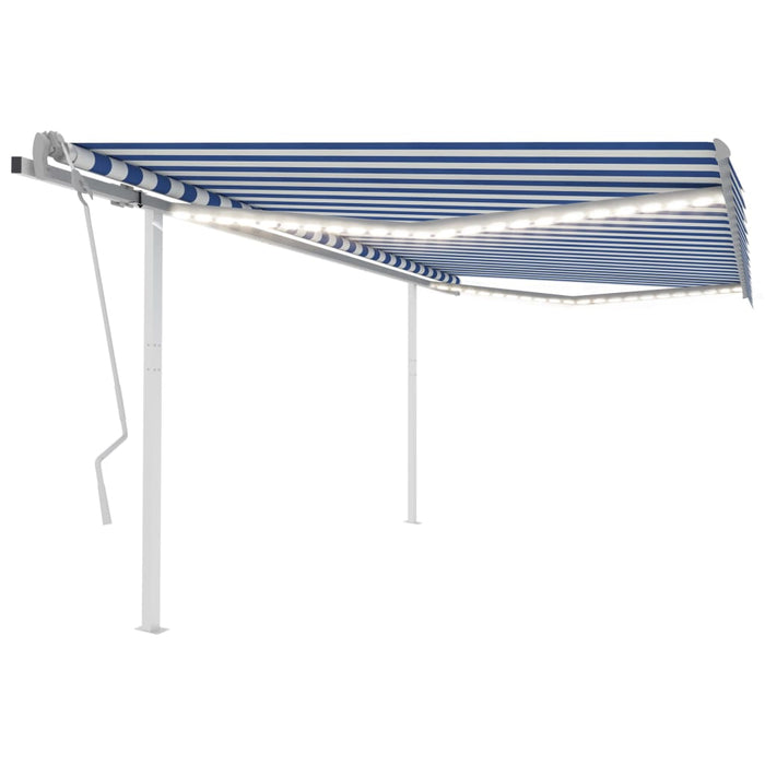 Copertină retractabilă manual, cu LED, albastru și alb, 4x3 m - WALTI WALTI