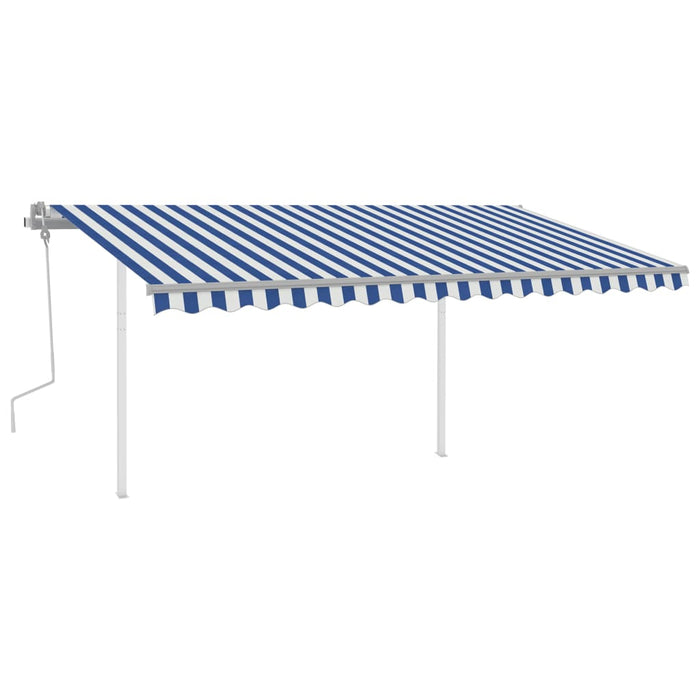 Copertină retractabilă manual, cu LED, albastru și alb, 4x3 m - WALTI WALTI