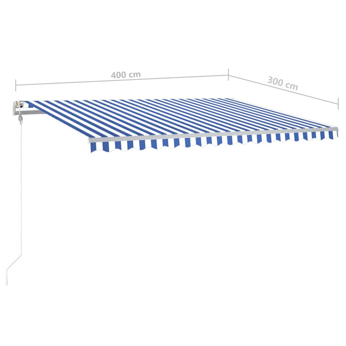 Copertină retractabilă manual, cu LED, albastru și alb, 4x3 m - WALTI WALTI