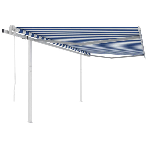 Copertină retractabilă automat, cu stâlpi, albastru&alb, 4x3 m - WALTI WALTI