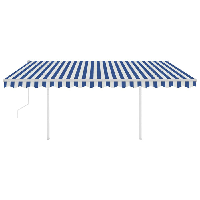 Copertină retractabilă automat, cu stâlpi, albastru&alb, 4x3 m - WALTI WALTI