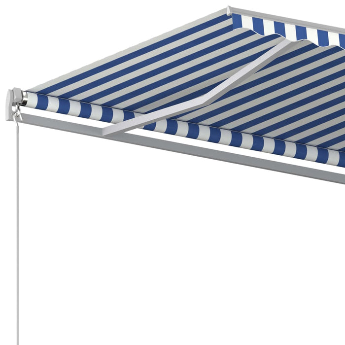 Copertină retractabilă automat, cu stâlpi, albastru&alb, 4x3 m - WALTI WALTI