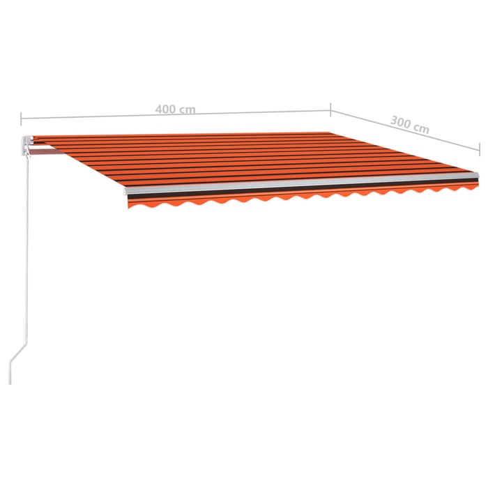 Copertină retractabilă automat cu stâlpi, portocaliu&maro 4x3 m - WALTI WALTI