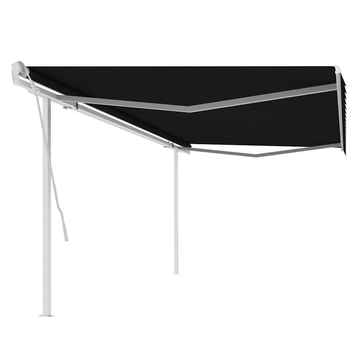 Copertină retractabilă manual, cu stâlpi, antracit, 5x3 m WALTI