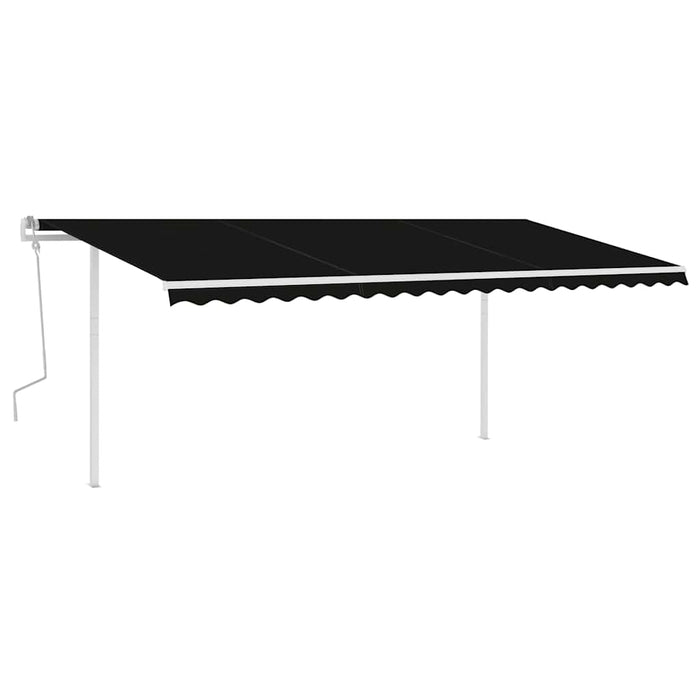 Copertină retractabilă manual, cu stâlpi, antracit, 5x3 m WALTI