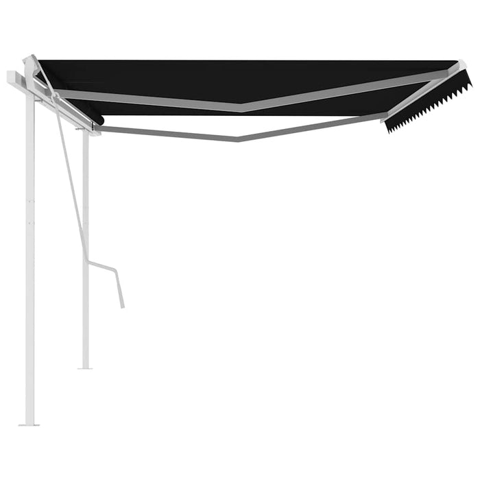 Copertină retractabilă manual, cu stâlpi, antracit, 5x3 m WALTI