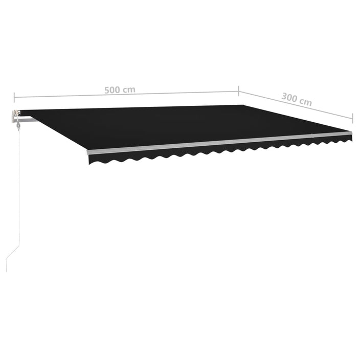 Copertină retractabilă manual, cu LED, antracit, 5x3 m - WALTI WALTI