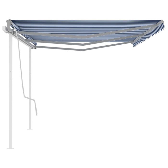 Copertină retractabilă manual cu stâlpi, albastru/alb, 6x3 m - WALTI WALTI