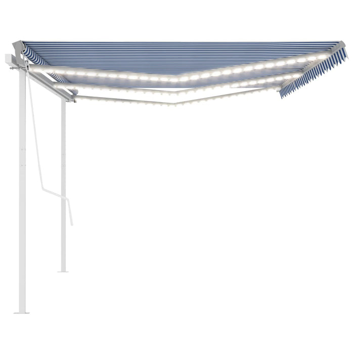 Copertină retractabilă manual cu LED, albastru/alb, 6x3 m - WALTI WALTI