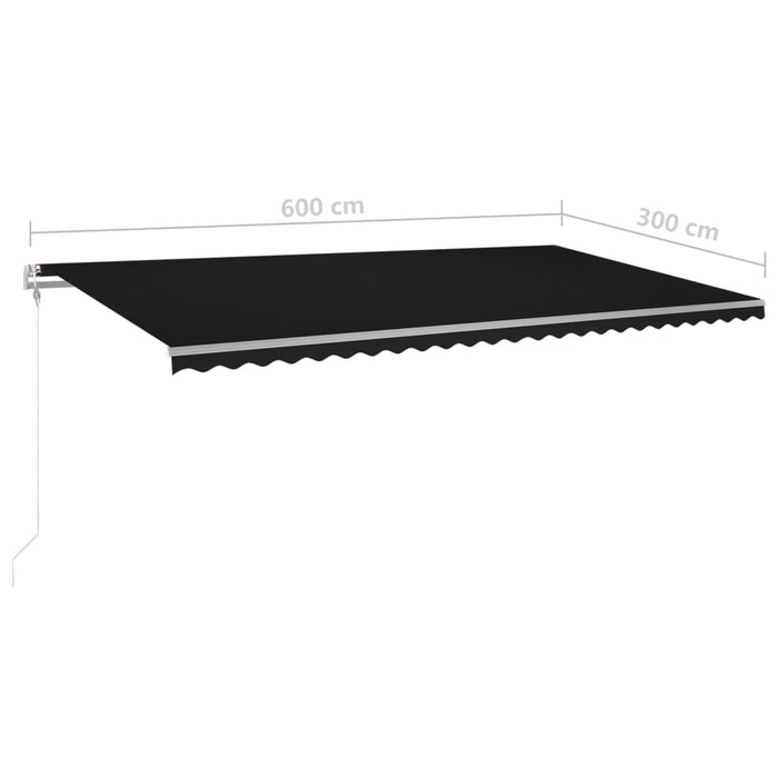 Copertină retractabilă manual cu LED, antracit, 6x3 m - WALTI WALTI