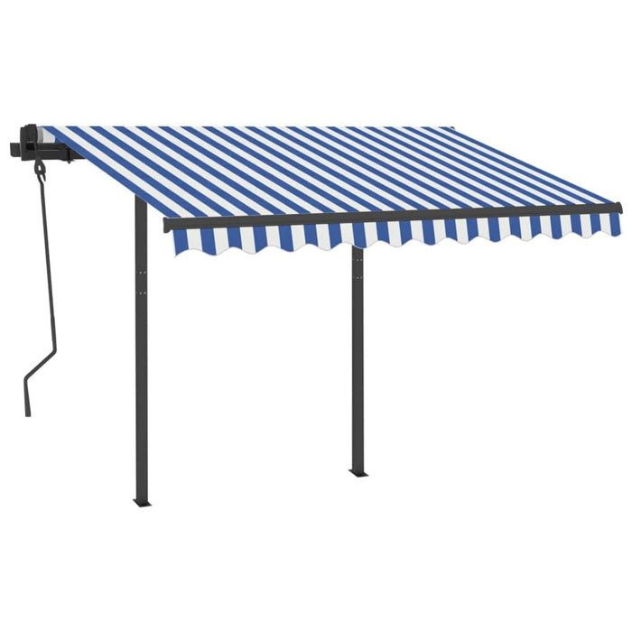 Copertină retractabilă automat cu stâlpi albastru&alb 3,5x2,5 m - WALTI WALTI