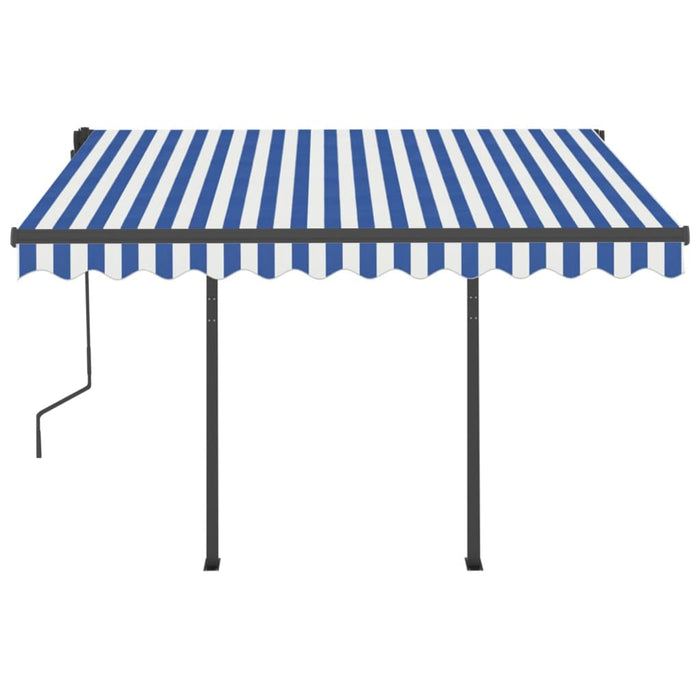 Copertină retractabilă automat cu stâlpi albastru&alb 3,5x2,5 m - WALTI WALTI