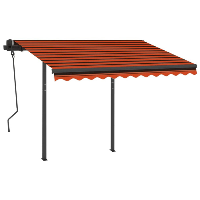 Copertină retractabilă automat stâlpi portocaliu&maro 3,5x2,5 m - WALTI WALTI