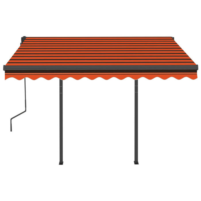 Copertină retractabilă automat stâlpi portocaliu&maro 3,5x2,5 m - WALTI WALTI