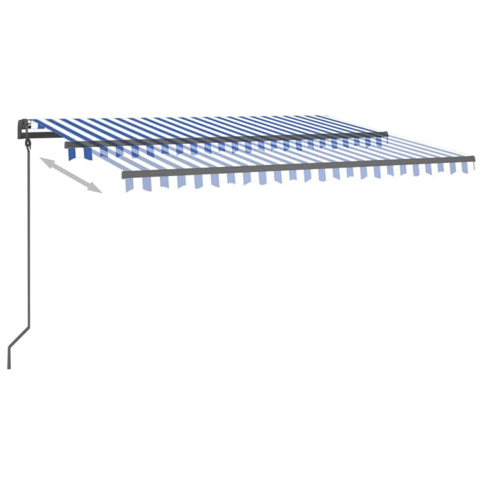 Copertină retractabilă manual, cu LED, albastru și alb, 4x3 m WALTI