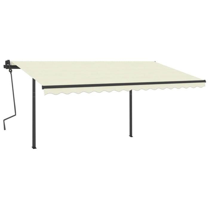 Copertină retractabilă manual, cu stâlpi, crem, 4,5x3 m WALTI