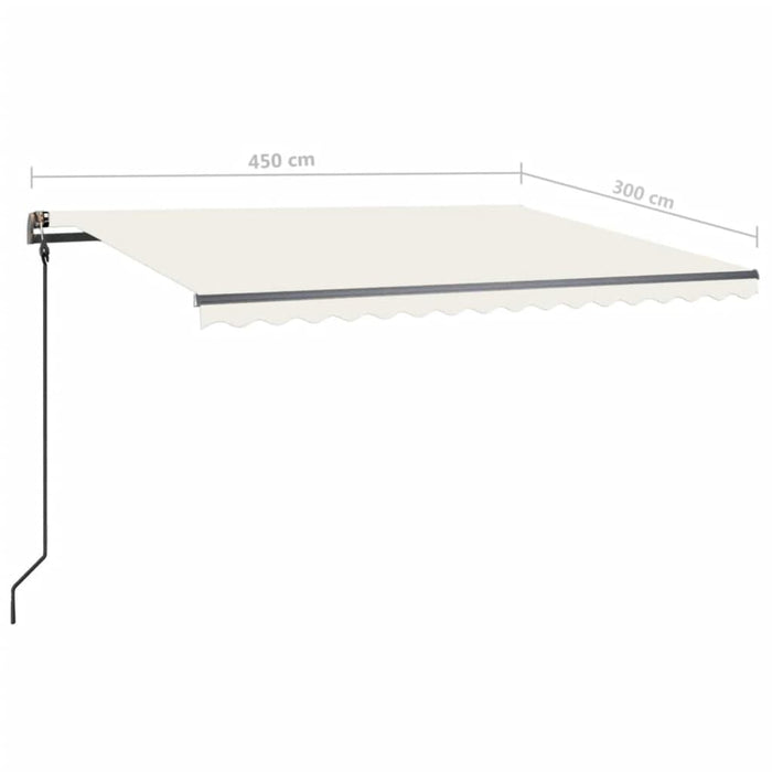 Copertină retractabilă manual, cu stâlpi, crem, 4,5x3 m WALTI