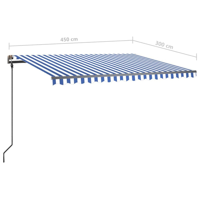 Copertină retractabilă manual, cu LED, albastru & alb 4,5x3 m - WALTI WALTI