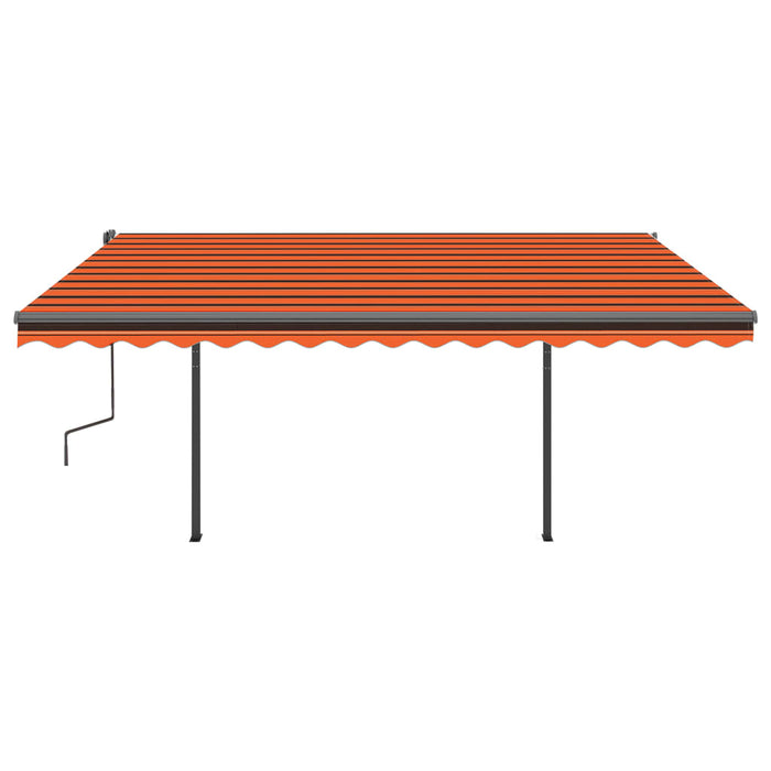 Copertină retractabilă automat, stâlpi, portocaliu/maro 4,5x3 m - WALTI WALTI