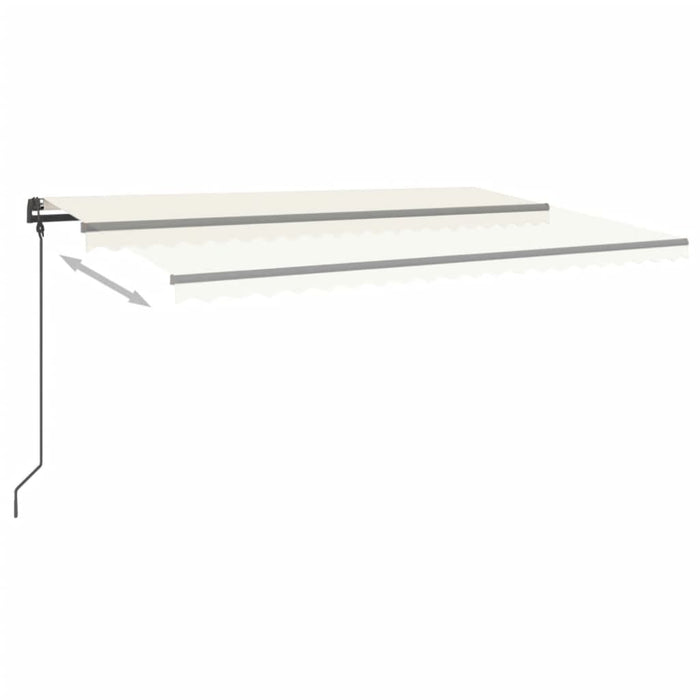 Copertină retractabilă manual, cu LED, crem, 5x3 m WALTI