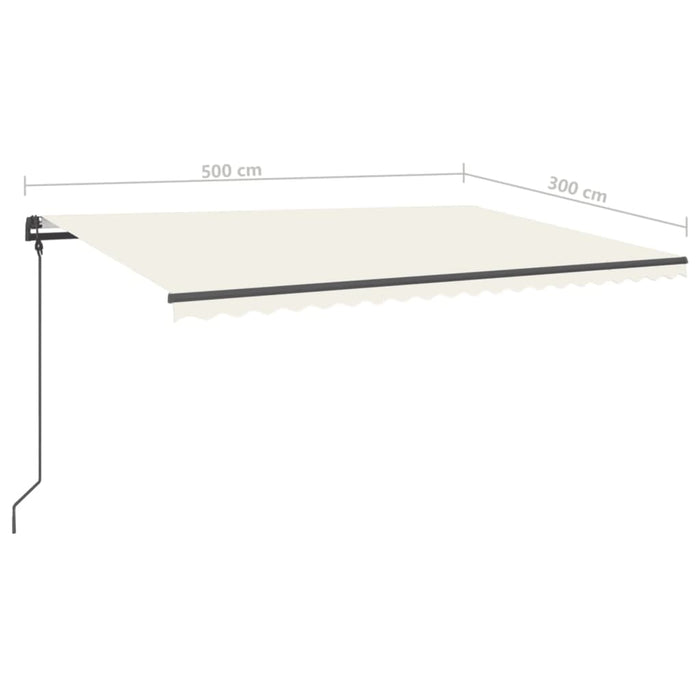 Copertină retractabilă manual, cu LED, crem, 5x3 m WALTI