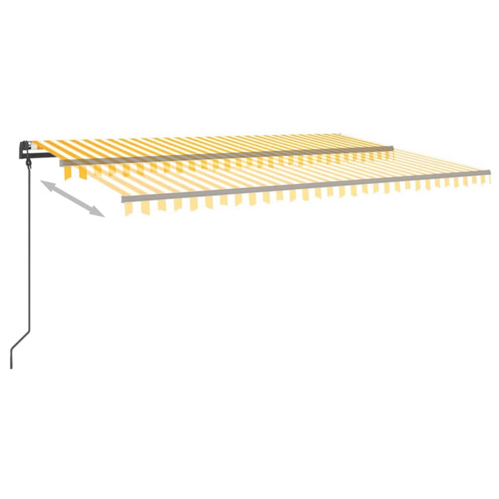 Copertină retractabilă manual, cu LED, galben & alb, 5x3 m WALTI