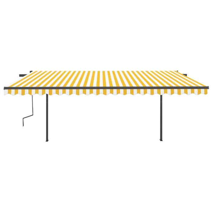 Copertină retractabilă manual, cu LED, galben & alb, 5x3 m WALTI