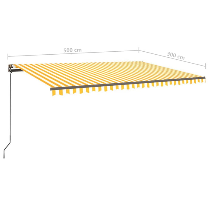 Copertină retractabilă manual, cu LED, galben & alb, 5x3 m WALTI