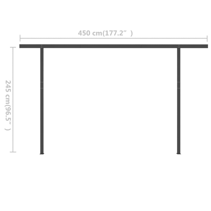 Copertină retractabilă manual, cu LED, antracit, 5x3 m WALTI