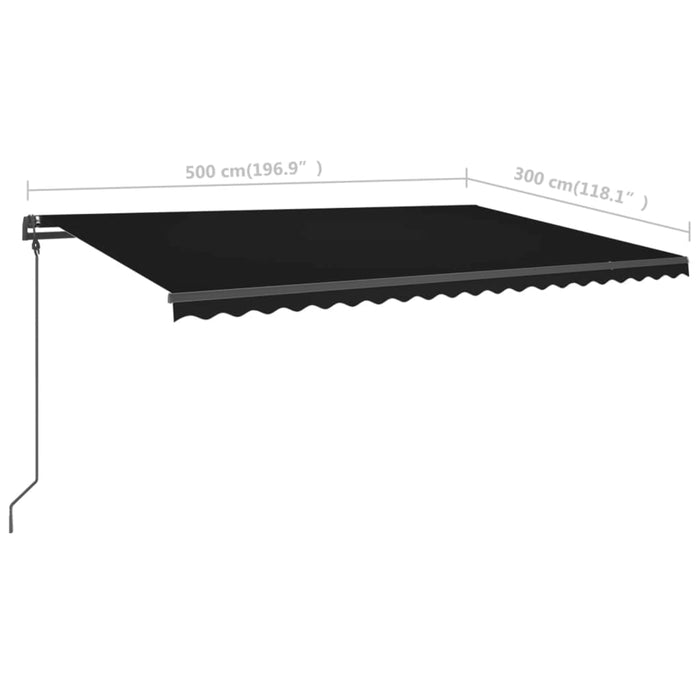 Copertină retractabilă manual, cu LED, antracit, 5x3 m WALTI