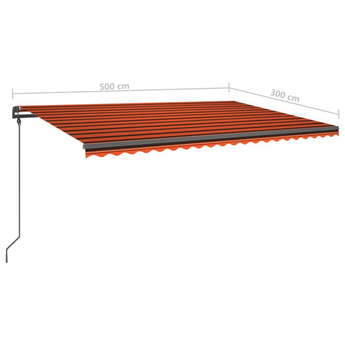 Copertină retractabilă manual, cu LED, portocaliu&maro, 5x3 m - WALTI WALTI