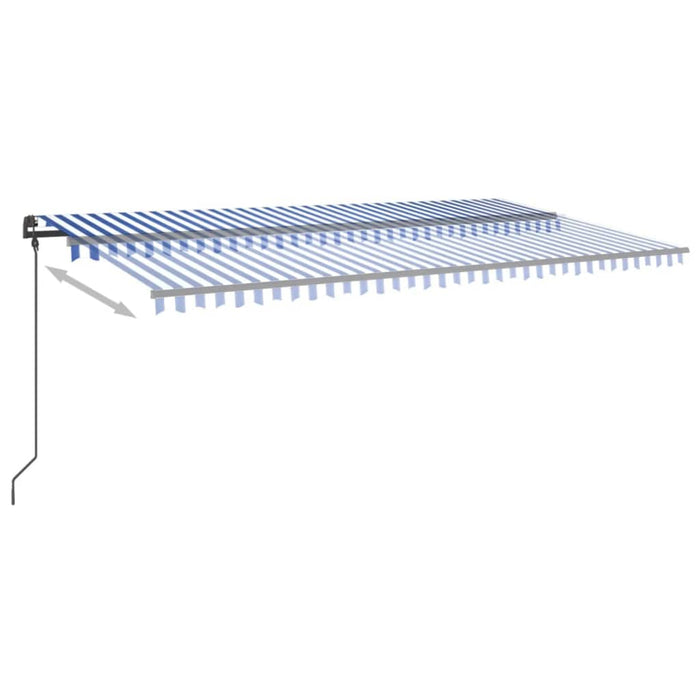 Copertină retractabilă manual cu stâlpi, albastru & alb, 6x3 m - WALTI WALTI